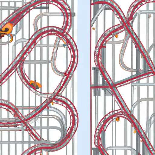 An image illustrating the intricate path of a rollercoaster with multiple loops, twists, and turns