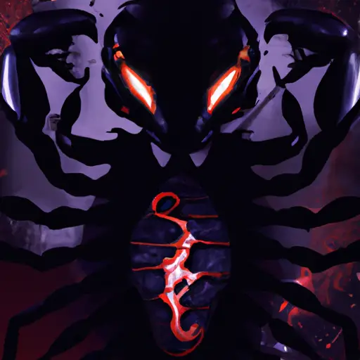 An image showcasing the enigmatic aura of Scorpio: a shadowy silhouette of a figure cloaked in darkness, their piercing eyes radiating intensity