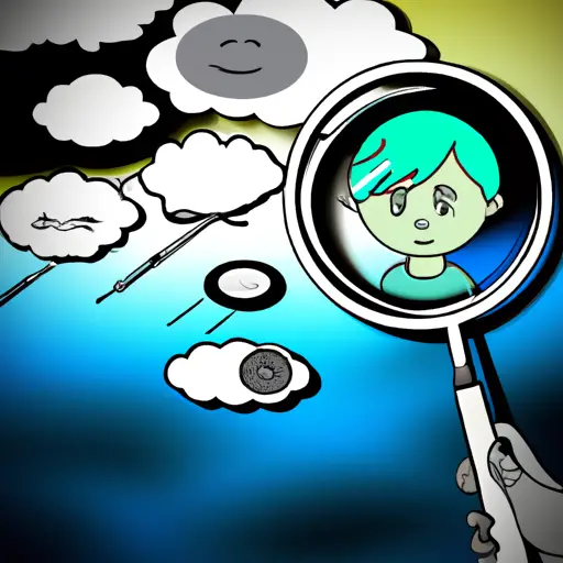 An image showcasing a person surrounded by dark storm clouds, with thought bubbles containing common negative patterns (self-doubt, criticism, worry)