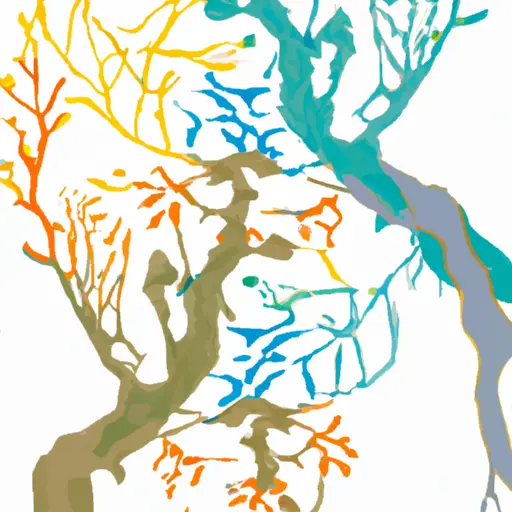 An image that depicts two intertwined trees, each with its unique shape and color, symbolizing individuals in a relationship