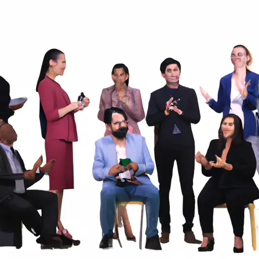 An image of a diverse group engaged in animated conversations, showcasing a mix of confident body language, active listening, and expressive gestures, portraying various communication styles that empower effective speaking