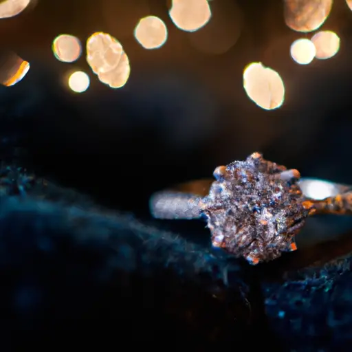 An image featuring a close-up shot of a stunning diamond engagement ring, delicately placed on a velvet cushion