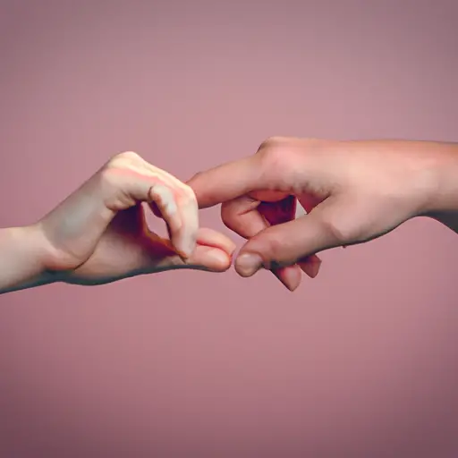 An image of two hands gently intertwining, each finger representing a different aspect of building trust and emotional connection with your partner: communication, understanding, empathy, respect, and vulnerability
