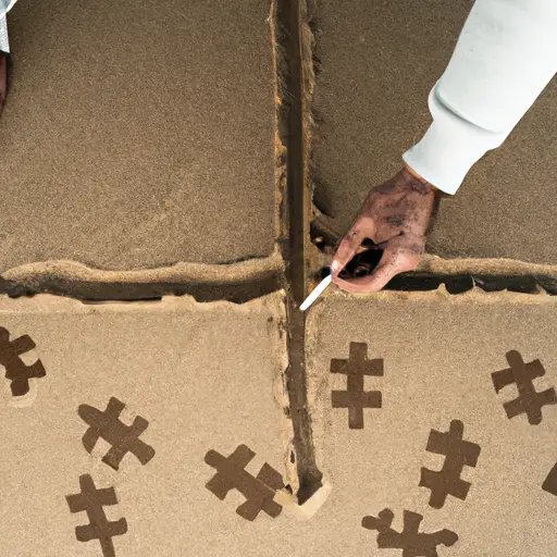 An image showcasing a person confidently drawing a line in the sand, symbolizing the establishment of boundaries, while setting realistic goals by arranging puzzle pieces into a cohesive whole