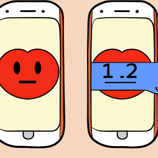 An image showcasing a smartphone screen split into two halves: one displaying a chat thread with frequent blushing emojis and likes, and the other showing the shy guy's profile with a heart-eyed reaction to your latest post
