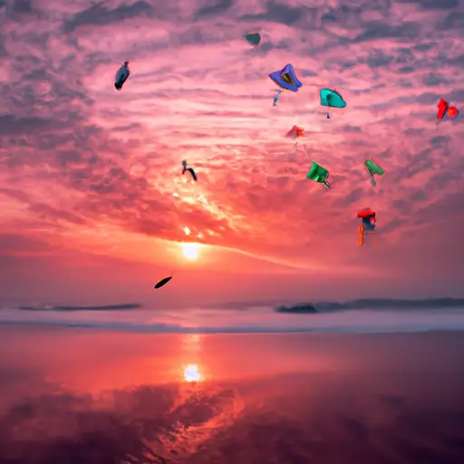 An image showcasing a vibrant sunrise over a serene beach, with colorful kites soaring high in the sky, filling the air with a sense of freedom and inspiring hope, perfectly capturing the essence of living your truth