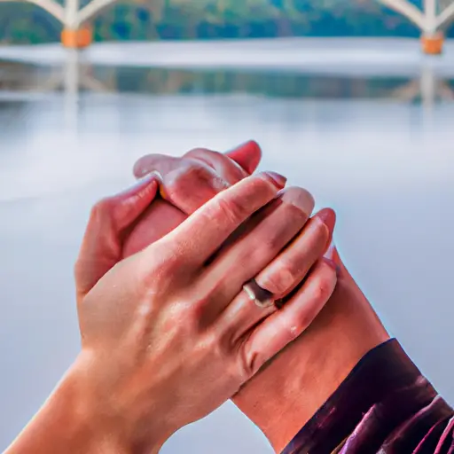 An image of two hands intertwined, each adorned with a wedding band, symbolizing the unbreakable bond of trust