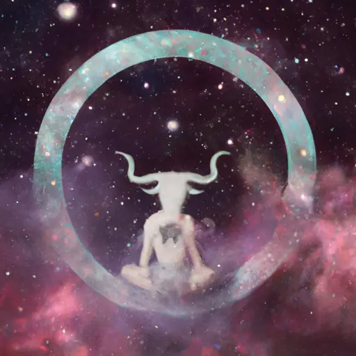 An image depicting a serene Taurus surrounded by a celestial aura, symbolizing the calming effect of Mars retrograde