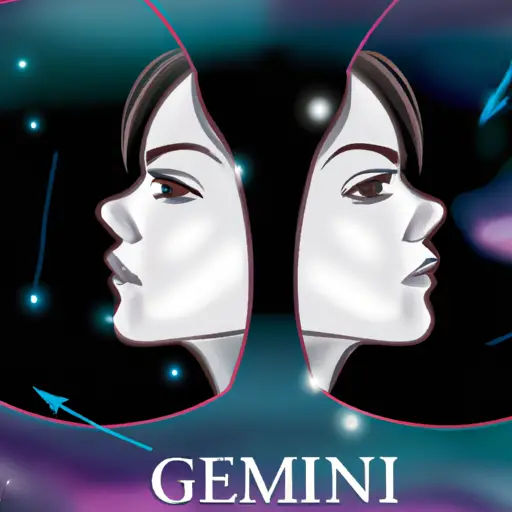 An image depicting a Gemini zodiac sign split in two, with one side showing the sign's duality and versatility through contrasting elements like light and dark, day and night, symbolizing their reputation as two-faced