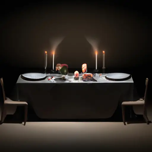 An image of a couple sitting at opposite ends of a long, empty dining table