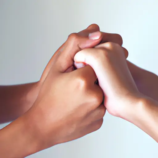 An image of two hands clasped tightly together, one representing the grieving individual and the other symbolizing a supportive figure