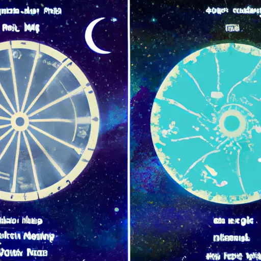 An image depicting two contrasting zodiac wheels side by side