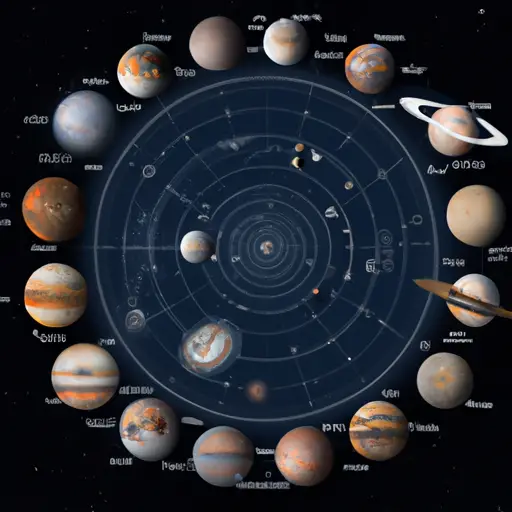 An image showcasing a celestial map with constellations, planets, and stars