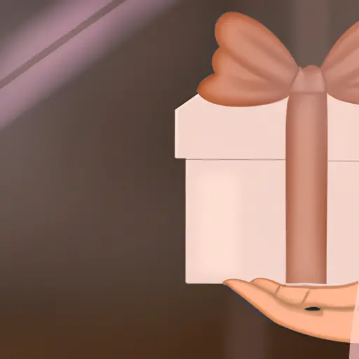 An image showcasing a hand gently offering a beautifully wrapped gift, adorned with a delicate bow