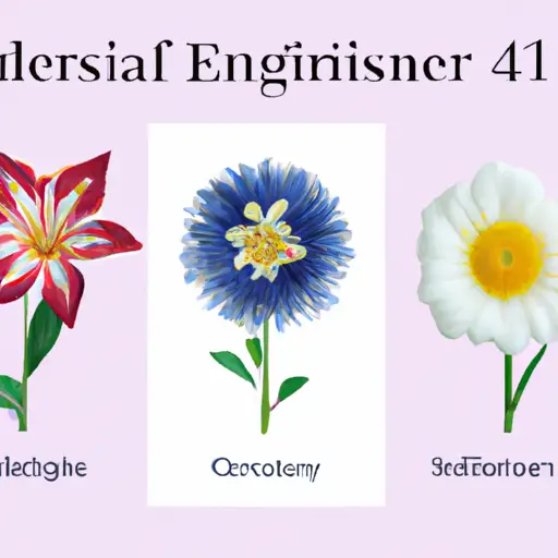 An image showcasing four unique flowers, each representing Enneagram numbers 1-4