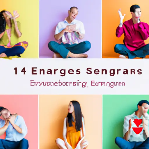 An image showcasing five diverse individuals, each engaged in distinct activities that reflect their Enneagram numbers (5-9)