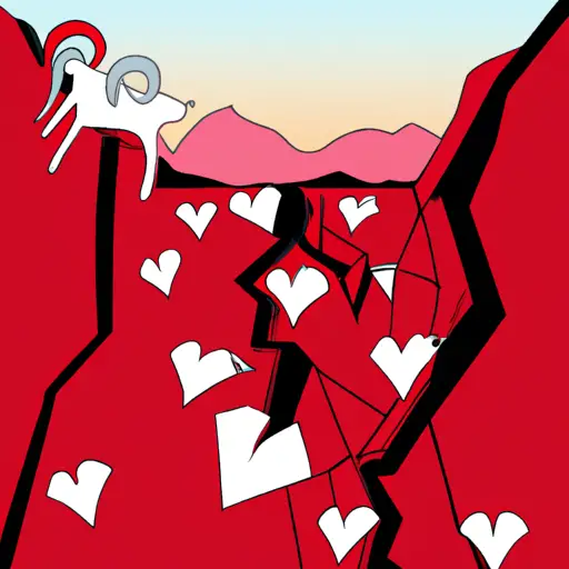An image featuring an Aries symbol surrounded by shattered hearts, symbolizing their impulsive dating habit