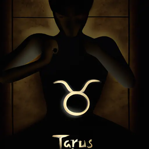 An image depicting a Taurus zodiac sign in a dimly lit room, clenched fists clutching a broken heart, while eyes filled with jealousy and possessiveness cast a haunting shadow on the wall