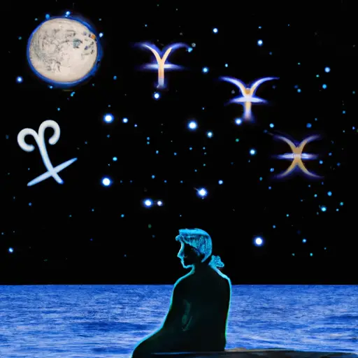 An image depicting a serene Pisces sitting on a moonlit shore, gazing into the vast ocean of stars, with a gentle smile reflecting their longing for a profound spiritual connection during Venus Sextile Neptune in June