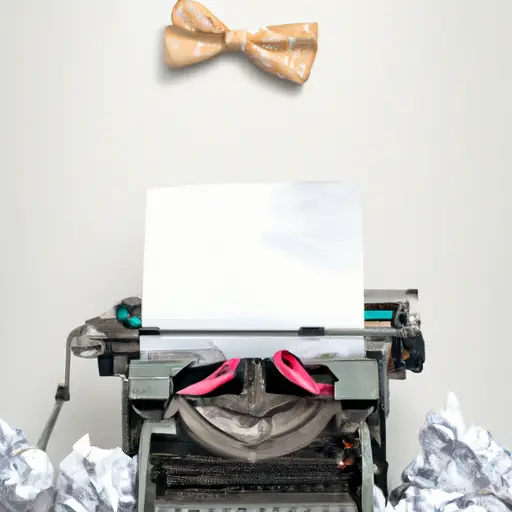 An image showcasing a vintage typewriter surrounded by a pile of crumpled paper, capturing the essence of classic humor