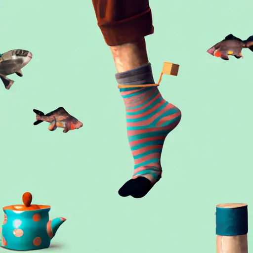 An image of a person wearing mismatched socks, struggling to fit a square peg into a round hole