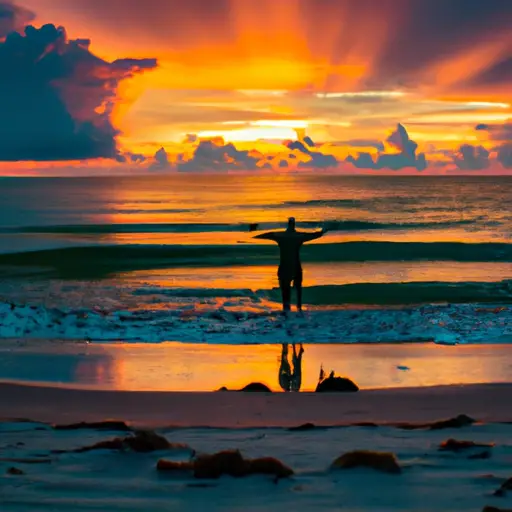 An image that depicts a breathtaking sunrise over a vast, untouched beach