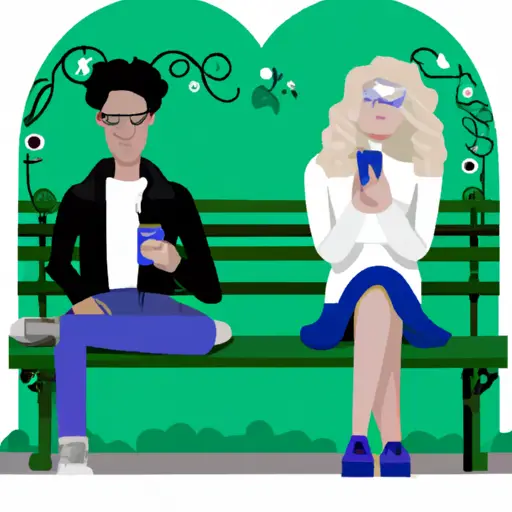 An image depicting two people sitting on a park bench, one engrossed in their phone while the other wears a saddened expression, hinting at the negative consequences of discussing relationships with friends