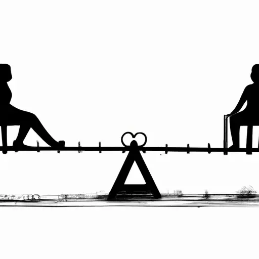 An image of two silhouetted figures sitting on opposite ends of a seesaw, with one side touching the ground, symbolizing the imbalance in a relationship that requires couples therapy to regain harmony