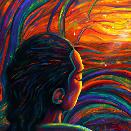 An image depicting a person lost in thought, gazing at a distant sunset