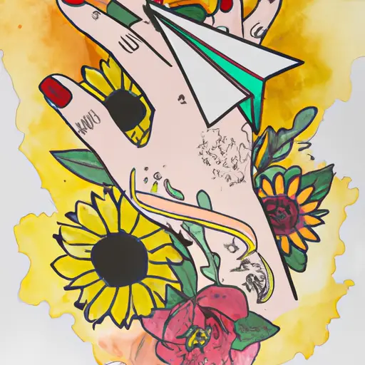 An image showcasing two delicate wrist tattoos - one featuring a whimsical paper plane and the other a dainty sunflower - symbolizing everlasting friendship