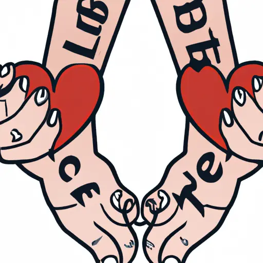 An image showcasing two delicate, intertwined wrist tattoos of adorable cartoon-style hearts, emphasizing the perfect placement and size for best friend quote tattoos