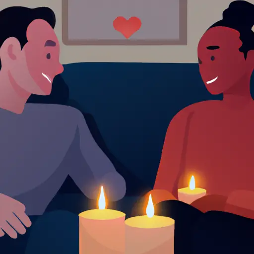 An image featuring a couple sitting together on a cozy couch, engrossed in a heartfelt conversation