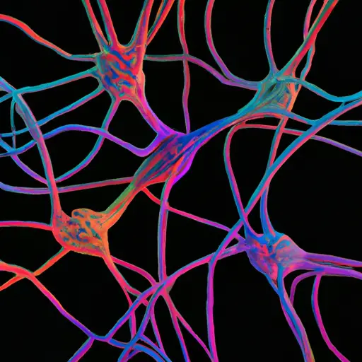An image depicting a complex network of interconnected neurons suspended in a vibrant, swirling expanse of colors, symbolizing the intricate relationship between anxiety and intelligence