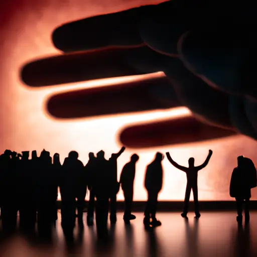 An image of a person standing in a crowded room, their silhouette highlighted against a backdrop of blurred faces