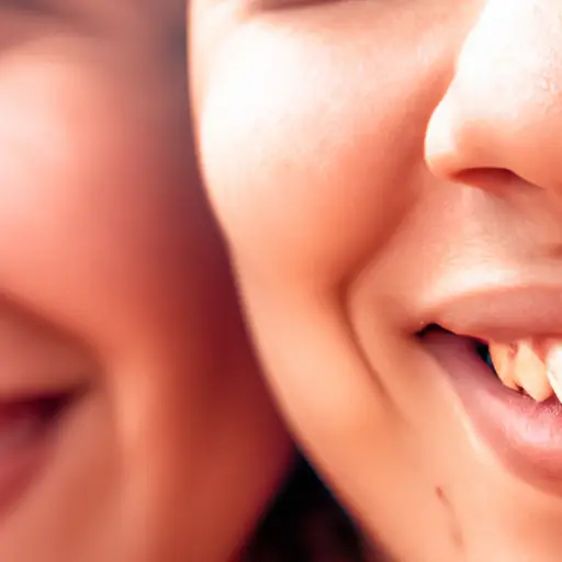 An image featuring a close-up of two smiling faces, showcasing distinct dimples