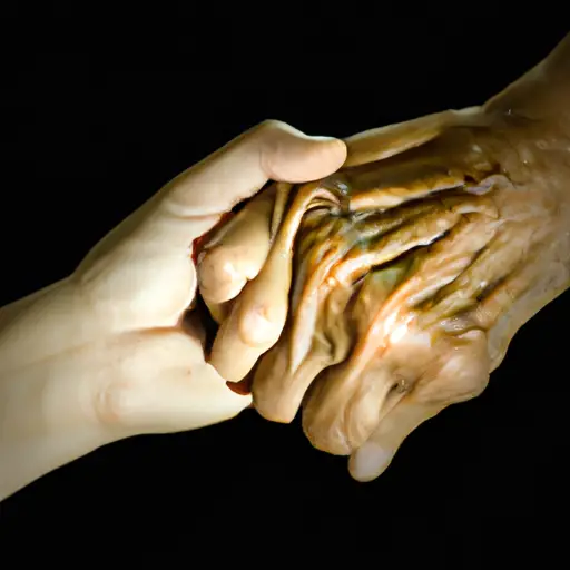 An image of two hands, one young and one old, clasping each other tightly, their intertwined fingers revealing the years etched upon them, symbolizing the profound significance and transformative power of genuine human connection