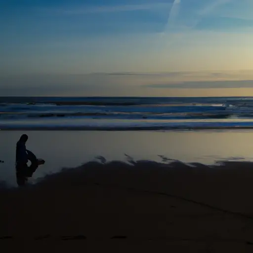 An image portraying a silhouette sitting alone on a desolate beach at twilight, surrounded by vast emptiness