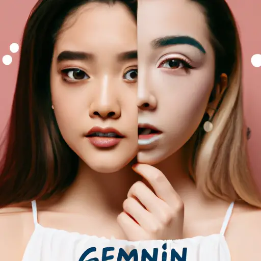 An image showcasing two contrasting sides of a Gemini's personality: one side exuding charm, wit and intelligence, while the other portrays restlessness, indecisiveness, and unpredictability