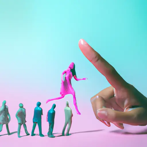 An image that depicts a woman confidently stepping forward, her hand outstretched as if inviting others, while men stand behind her, symbolizing the increasing trend of women initiating open marriages
